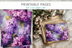 lilac flowers junk journal, floral scrapbook papers Product Image 1