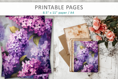 lilac flowers junk journal, floral scrapbook papers Product Image 7