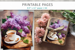 lilac flowers junk journal, coffee art Product Image 3