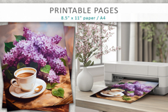 lilac flowers junk journal, coffee art Product Image 4