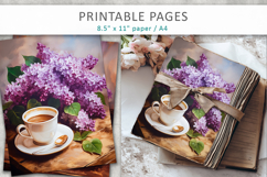lilac flowers junk journal, coffee art Product Image 5