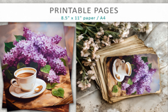 lilac flowers junk journal, coffee art Product Image 6