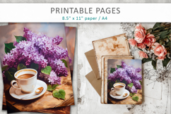 lilac flowers junk journal, coffee art Product Image 7
