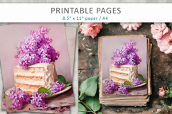 lilac flowers junk journal, cake illustration Product Image 3