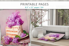 lilac flowers junk journal, cake illustration Product Image 5