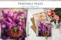 lilac flowers junk journal, paper craft printables Product Image 7