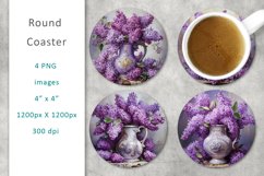Lilac Round Coaster, digital collage sheet Product Image 1