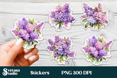 Lilac flower stickers | Printable floral sticker PNG Product Image 1