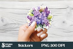 Lilac flower stickers | Printable floral sticker PNG Product Image 1