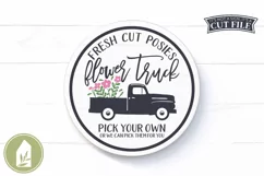 Fresh Flower Truck SVG, Round Sign SVG, Summer SVG Product Image 1