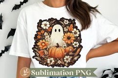 Retro Ghost Sublimation File, Halloween Pumpkin PNG Product Image 1