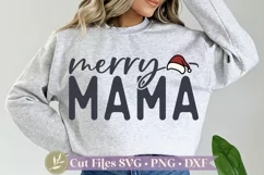 Merry Mama SVG, Santa Hat SVG, Christmas Shirt Design Product Image 1