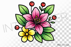 Felt tip pen marker drawing Lily PNG flower clipart illust Product Image 1