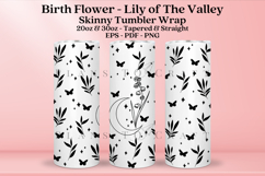 Lily birth flower skinny tumbler sublimation wrap with high resolution and transparant background are for 20oz and 30oz skinny tumbler