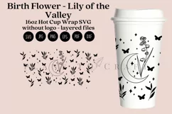 Lily birth flower starbucks 16oz hot cup tumbler wrap svg presized template for tumbler grande suitable for cricut and silhouette
