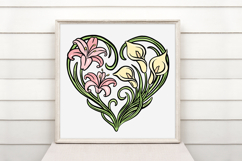 Lily Floral Flower Graphic Outline Heart Wreath Clipart PNG Product Image 3