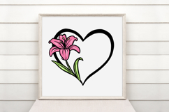 Lily Floral Heart Wreath Flower Graphic Clipart PNG Colour Product Image 2
