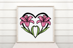Lily Floral Heart Wreath Flower Graphic Clipart PNG Product Image 2