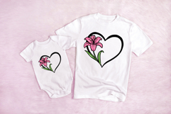 Lily Floral Heart Wreath Flower Graphic Clipart PNG Colour Product Image 3