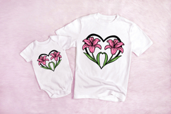 Lily Floral Heart Wreath Flower Graphic Clipart PNG Product Image 3