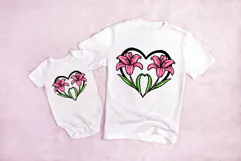 Lily Floral Heart Wreath Flower Graphic Clipart PNG Product Image 3