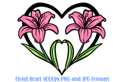 Lily Floral Heart Wreath Flower Graphic Clipart PNG Illustration