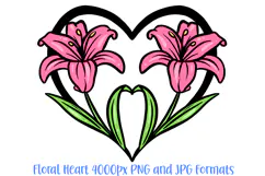 Lily Floral Heart Wreath Flower Graphic Clipart PNG Illustration