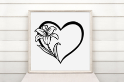 Lily Floral Heart Wreath Flower Graphic Clipart PNG Outline Product Image 2