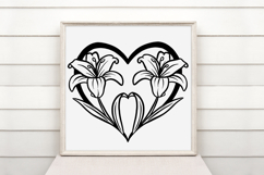 Lily Floral Heart Wreath Flower Graphic Clipart PNG Product Image 2