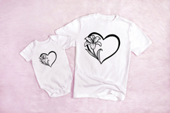 Lily Floral Heart Wreath Flower Graphic Clipart PNG Outline Product Image 3