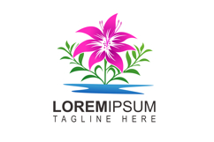 Floral Lily Logo with Green Leaves and Water Reflection Product Image 1
