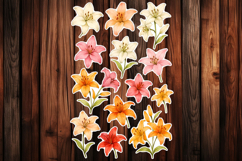 Lily flower Printable Stickers - PNG Sticker Sheet