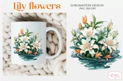 Lily flowers sublimation PNG for mugs and T-shirts Product Image 2