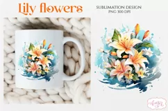 Lily flowers sublimation PNG for T-shirts Product Image 2