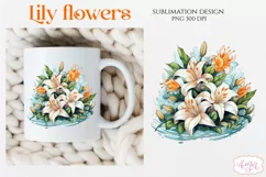 Lily flowers sublimation PNG for mugs and T-shirts Product Image 2