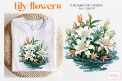 Lily flowers sublimation PNG for mugs and T-shirts Product Image 1