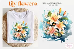 Lily flowers sublimation PNG for T-shirts Product Image 1