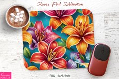 Bright Lily Flowers Design|Flower Mouse Pad Sublimation Product Image 1