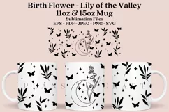 Lily of the Valley birth flower coffee mug sublimation wrap glass mug wrap svg presized for 11oz and 15oz glass mug are sublimation files