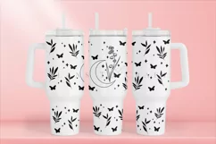Lily of the Valley birth flowers 40oz quencher tumbler sublimation full wrap SVG high resolution transparent background