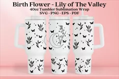 Lily of the Valley birth flowers 40oz quencher tumbler sublimation full wrap SVG high resolution transparent background