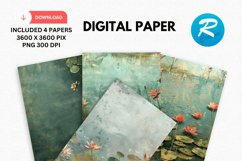 Lily Pond Digital Paper, Lily Background Product Image 1
