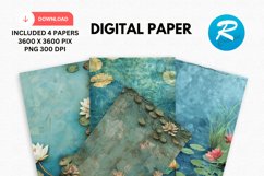 Lily Pond Digital Paper, Lily Background Product Image 1