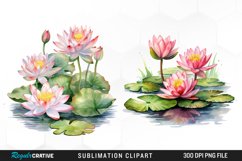 Watercolor Pond,Watercolor Fish Pond,Scrapbook Clipart,Floral Water Garden,