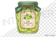 Zesty lime jam in a cute ribbon jar PNG marmalade syrup art Product Image 1