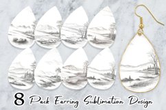 Line Art Watercolor Landscape Earring teardrop sublimation d Product Image 1