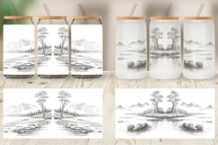 Line Art Watercolor Landscape Glass Can Wraps Product Image 3