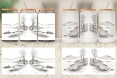 Line Art Watercolor Landscape Glass Can Wraps Product Image 4