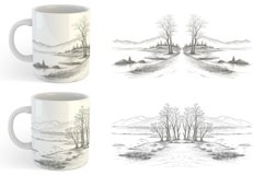 Line Art Watercolor Landscape | Mug sublimation design Product Image 4