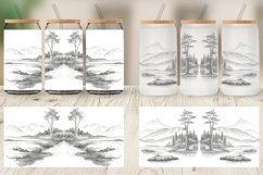 Line Art Watercolor Landscape Glass Can Wraps Product Image 5